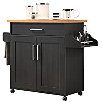 Hodedah Kitchen Island with Spice Rack, Towel Rack & Drawer only $82.45