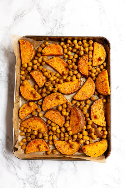 Chickpea and Sweet Potato Gyro Bowl