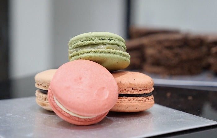 Macarons are chewy little cakes we use to make cookie sandwiches