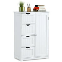 Costway Wooden 4 Drawer Bathroom Cabinet Storage Cupboard 2 Shelves only $80.59