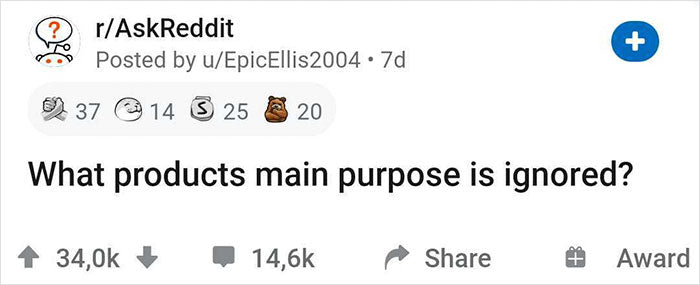 “What Products’ Main Purpose Is Ignored?” (21 Answers)