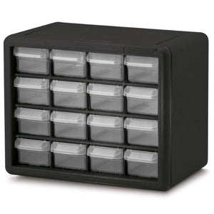 Akro-Mils 10116 16 Drawer Plastic Parts Storage Hardware and Craft Cabinet, 10.5-Inch x 8.5-Inch x 6.5-Inch, Black