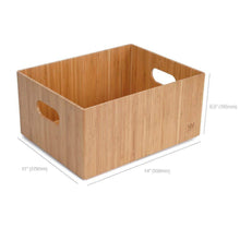 Load image into Gallery viewer, Budget friendly mobilevision bamboo storage box 14x11x 6 5 durable bin w handles stackable for toys bedding clothes baby essentials arts crafts closet office shelf