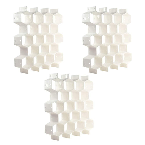 KLOUD City 3 Colors Household Plastic Partition Bee Style Underwear Socks Bras Ties Belts Scarves Drawer Divider Cabinet Clapboard (3 Sets of White)