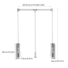 Load image into Gallery viewer, Related estink wardrobe hanger lift pull down wardrobe rail adjustable width wardrobe clothes hanging rail soft return space saving adjustable 19 29 25inch