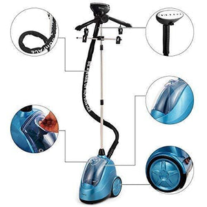 Discover the best costway garment clothes steamer professional heavy duty powerful 1 7l58 fl oz water tank producing 60min of continuous steam with fabric brush garment hanger and glove blue