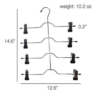 Great 4 tier pants hanger 2 pack trouser hanger skirt hangers with non slip black vinyl clips heavy duty metal hangers ultra thin space saving clothes hangers to organize closet jeans scarf slacks