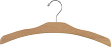 Load image into Gallery viewer, Discover the best the great american hanger company arched wooden top natural finish low profile 17 inch flat chrome swivel hook notches for hanging straps set of 50 clothes hanger hardware