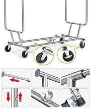 Load image into Gallery viewer, Storage yaheetech commercial grade garment rack rolling collapsible rack hanger holder heavy duty double rail clothes rack extendable clothes hanging rack 2 omni directional casters w brake 250 lb capacity