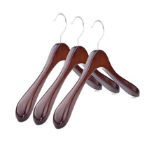 Load image into Gallery viewer, Storage superior gugertree wooden wide shoulder coat hanger women clothing hangers with polished chrome hook attractive walnut finish 3 pack