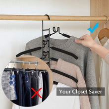 Load image into Gallery viewer, Organize with pupouse multi layers clothes hangers 5 in 1 anti slip sponge metal clothes rack multifunctional closet hanger space saving organizer for jacket coat sweater skirt trousers shirt t shirt