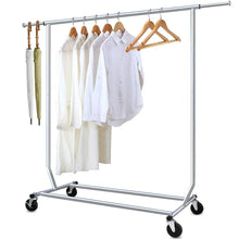 Load image into Gallery viewer, Shop camabel clothing garment rack heavy duty capacity 300 lbs adjustable rolling commercial grade steel extendable hanger drying organizer chrome finish storage shelf with wheels load up to 300lbs
