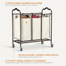 Load image into Gallery viewer, Great bbshoping organizer laundry hamper cart dirty clothes organibbshoping zer for bathroom bedroom utility room powder coated beige