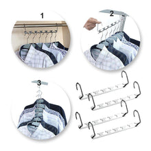 Load image into Gallery viewer, Budget 4pcs clothes hangers space saver closet organizer with vertical and horizontal options premium abs material in solid silver color
