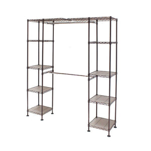 Top seville classics double rod expandable clothes rack closet organizer system 58 to 83 w x 14 d x 72 satin bronze