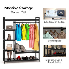 Load image into Gallery viewer, The best little tree free standing closet organizer heavy duty closet storage with 6 shelves and handing bar large clothes storage standing garmen rack black