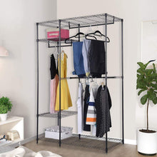 Load image into Gallery viewer, Budget friendly s afstar safstar heavy duty clothing garment rack wire shelving closet clothes stand rack double rod wardrobe metal storage rack freestanding cloth armoire organizer 1 pack