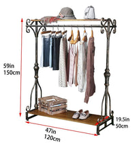 Load image into Gallery viewer, Shop qianniu industrial clothing rack display commercial grade heavy duty garment rack with shelves vintage steampunk hat rack shoes rack cloth hanger 47
