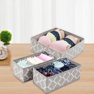 Home foldable cloth storage box closet dresser drawer organizer cube basket bins containers divider with drawers for underwear bras socks ties scarves set of 6 light coffee with white lantern pattern