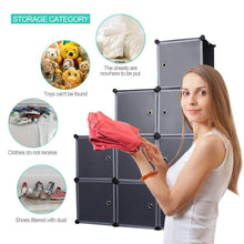 Load image into Gallery viewer, Great robolife 12 cubes organizer diy closet organizer shelving storage cabinet transparent door wardrobe for clothes shoes toys