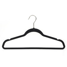 Load image into Gallery viewer, Budget michael graves design premium ultra thin non slip velvet clothing hangers flocked durable closet space saving chrome hook for garments suits dresses pants shirts coats 50 pack black
