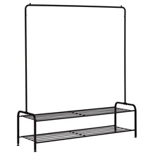 Load image into Gallery viewer, New clothes rack metal garment racks heavy duty indoor bedroom cool clothing hanger with top rod and lower storage shelf 59 x 60 length x height high storage rack black