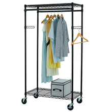 Load image into Gallery viewer, Storage organizer tidyliving garmen heavy duty garment rack commercial grade double rod rolling organizer adjustable hanging clothes stand