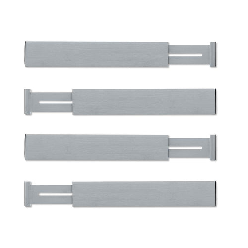 Utoplike 4 Pack Bamboo Kitchen Drawer Dividers Adjustable Drawer Organizers,Spring Loaded,Works in Kitchen,Dresser,Bathroom,Bedroom,Baby Drawer,Desk (Gray)