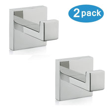Load image into Gallery viewer, Top rated nolimas bath towel hook sus 304 stainless steel square clothes towel coat robe hook cabinet closet door sponges hanger for bath kitchen garage heavy duty wall mounted chrome polished finish 2pack