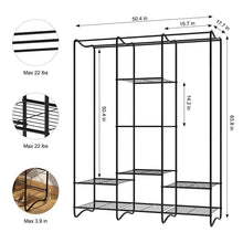 Load image into Gallery viewer, Buy langria large free standing closet garment rack made of sturdy iron with spacious storage space 8 shelves clothes hanging rods heavy duty clothes organizer for bedroom entryway black