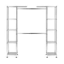 Load image into Gallery viewer, Get seville classics double rod expandable clothes rack closet organizer system 58 to 83 w x 14 d x 72 ultrazinc