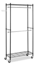 Load image into Gallery viewer, Latest whitmor supreme double rod garment rack rolling clothes organizer black with chrome