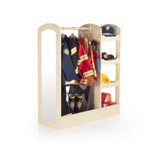 Load image into Gallery viewer, Products guidecraft see and store dress up center natural armoire for kids with mirror shelves clothes rack and shoe storage dresser with bottom tray toddlers room furniture