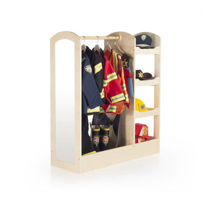 Products guidecraft see and store dress up center natural armoire for kids with mirror shelves clothes rack and shoe storage dresser with bottom tray toddlers room furniture