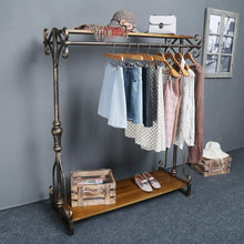 Load image into Gallery viewer, Save on qianniu industrial clothing rack display commercial grade heavy duty garment rack with shelves vintage steampunk hat rack shoes rack cloth hanger 47
