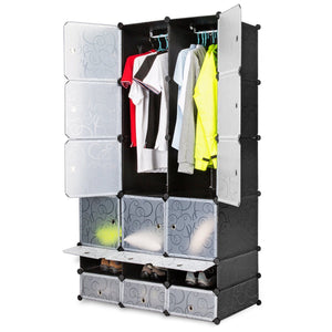 Try honey home diy modular shelving storage organizer 18 cube extra large portable wardrobe with clothes rod 12 cubes organizing cabinet 6 cubes shoe rack