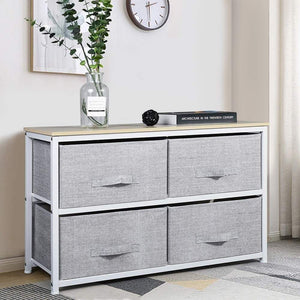 Try aingoo dresser storage 4 drawers storage bedroom steel frame fabric wide dressers drawers for clothes grey wood board 2x2 drawers grey