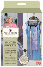 Load image into Gallery viewer, Budget friendly paula deen hanger pocket organizer storage hanging accessory holder fits all of your outfit accessories organize daily clothing and wardrobe coordinating a scarf handbag jewelry and clothing