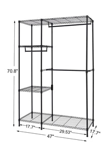 Order now finnhomy heavy duty wire shelving garment rack for closet organizer portable clothes wardrobe storage with adjustable shelves and hangers thicken steel tube black