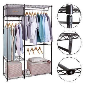Great lifewit portable wardrobe clothes closet storage organizer with hanging rod adjustable legs quick and easy to assemble large capacity dark brown