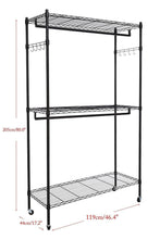 Load image into Gallery viewer, Great hindom free standing closet garment rack with wheels and side hooks 3 tiers large size heavy duty rolling clothes rack closet storage organizer us stock