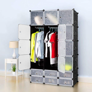 Amazon best honey home diy modular shelving storage organizer 18 cube extra large portable wardrobe with clothes rod 12 cubes organizing cabinet 6 cubes shoe rack