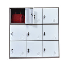 Load image into Gallery viewer, Latest 9 door metal locker office cabinet locker living room and school locker organizer home locker organizer storage for kids bedroom and office storage cabinet with doors and lock for cloth white