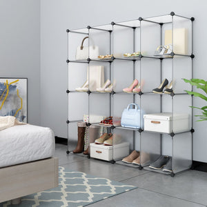 Save on langria 16 cube modular clothes shelving storage organizer diy plastic shoe rack cabinet translucent white