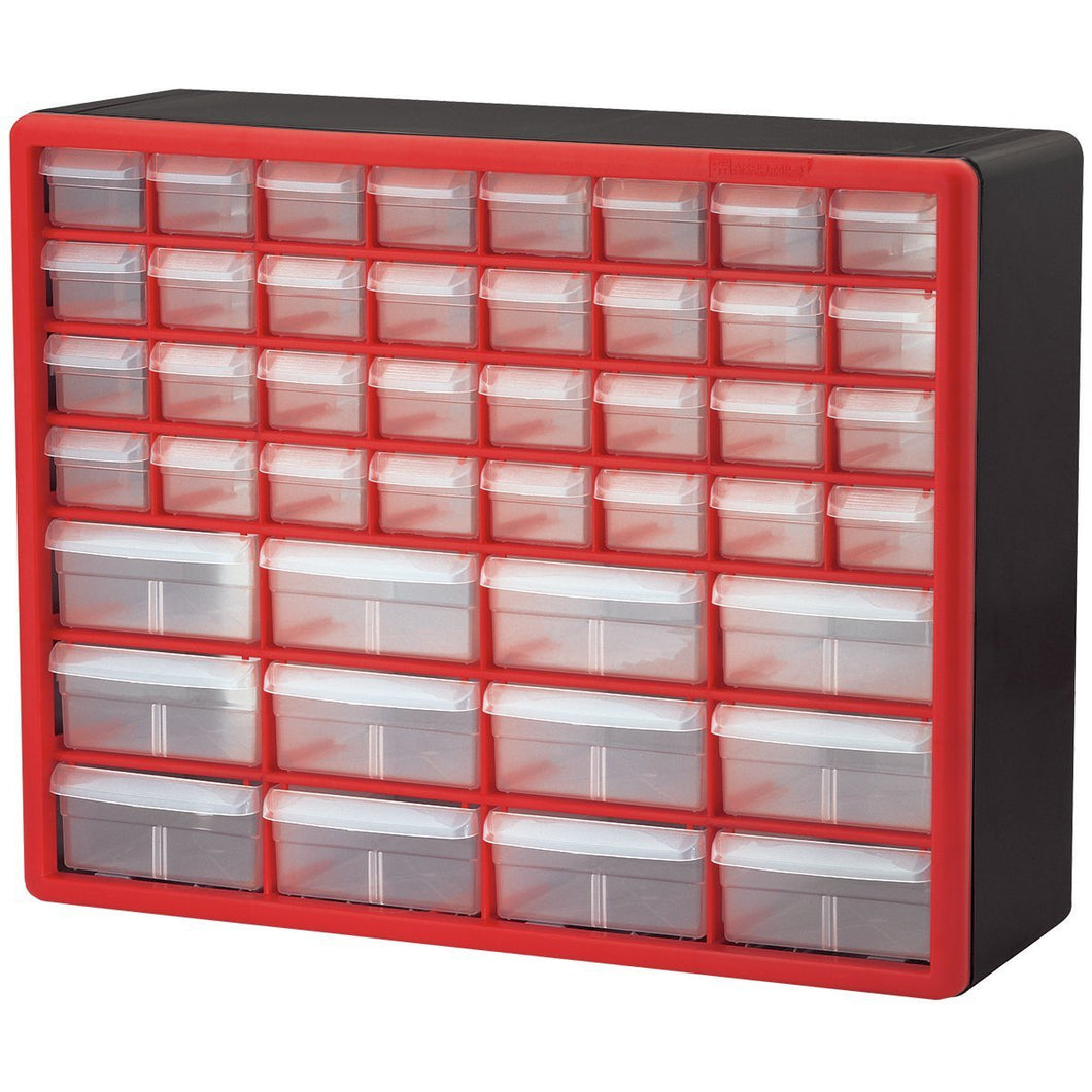 Akro-Mils 10144REDBLK 44-Drawer Hardware and Craft Plastic Cabinet, Red and Black,