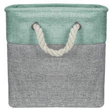 Load image into Gallery viewer, Top rated sorbus storage large basket set 3 pack big rectangular fabric collapsible organizer bin with cotton rope carry handles for linens toys clothes kids room nursery woven rope basket teal