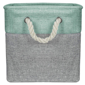 Top rated sorbus storage large basket set 3 pack big rectangular fabric collapsible organizer bin with cotton rope carry handles for linens toys clothes kids room nursery woven rope basket teal