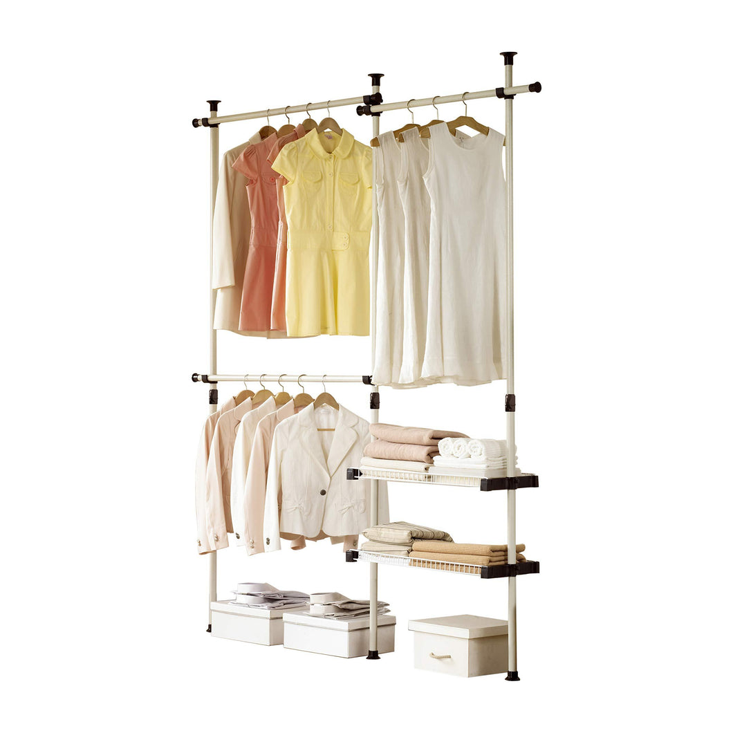 Top prince hanger double 2 tier hanger shelves clothing rack closet organizer heavy duty phus 0053