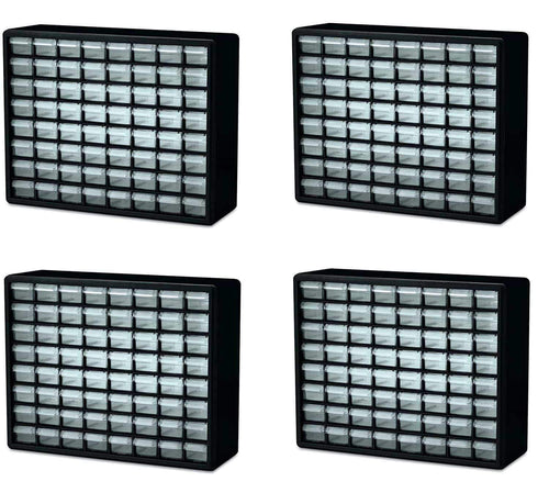 Akro-Mils 10164 64 Drawer Plastic Parts Storage Hardware and Craft Cabinet, 20-Inch by 16-Inch by 6-1/2-Inch, Black (Pack of 4)