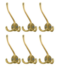 Load image into Gallery viewer, Top rated webi 6 set bling triple coat hanger hat rack bath towel clothes key hook rail garment holder wall mounted entryway kitchen home office garage organizer storage gold zinc alloy